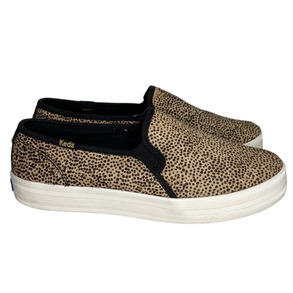 Keds x Kate Spade New York Double Decker Tan Black Tiny Dot Calf Hair SlipOn 7W